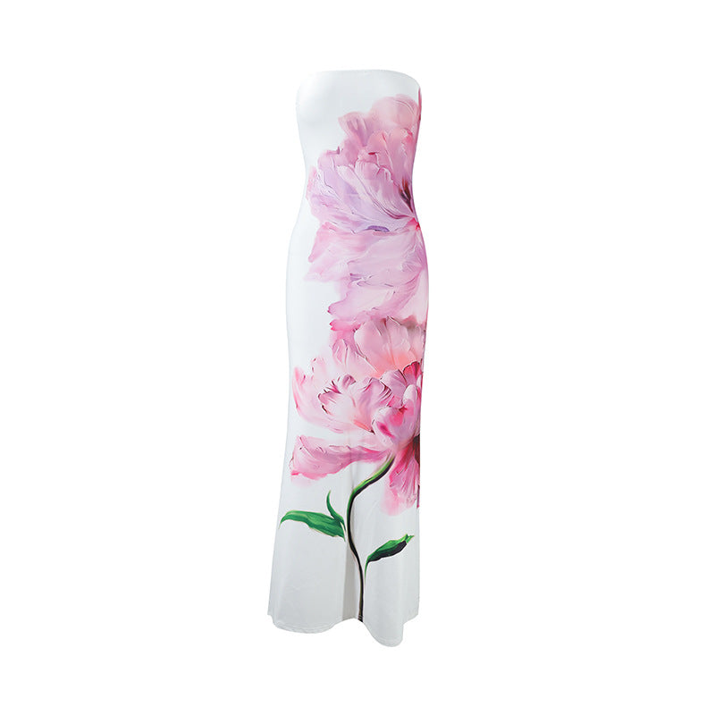 Summer High Class Elegant Sexy Bandeau Slim Fit Long Holiday Dress