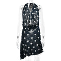 Halter Polka Dot Dress Sexy Lacing Mesh Deep V Plunge Backless Dress