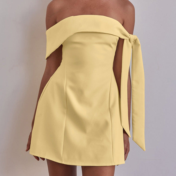 Off Neck Bandeau One Shoulder Sexy Short Dress Women Clothing A line Dress