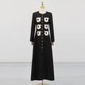 Long Sleeve round Neck Cardigan Autumn High Grade Fashionable All Match Waist Tight Contrast Color Dress