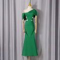 Spring Maxi Dress Solid Color Women Clothing Sexy off the Shoulder Slim Fit Slimming Tight Sheath Dress Women