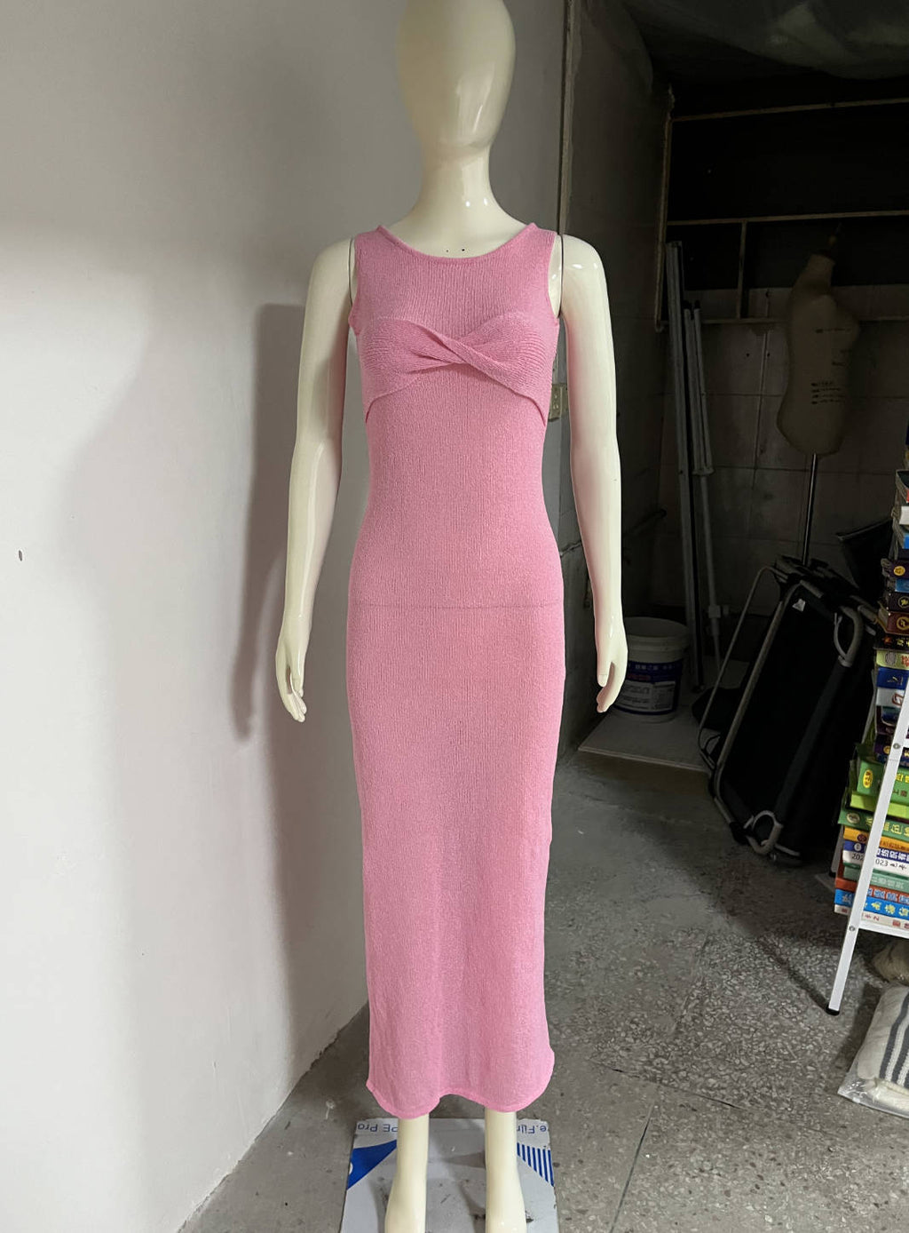Sleeveless Tight Dress Women round Neck Knitted Solid Color Beach Summer Dress Women Clothing