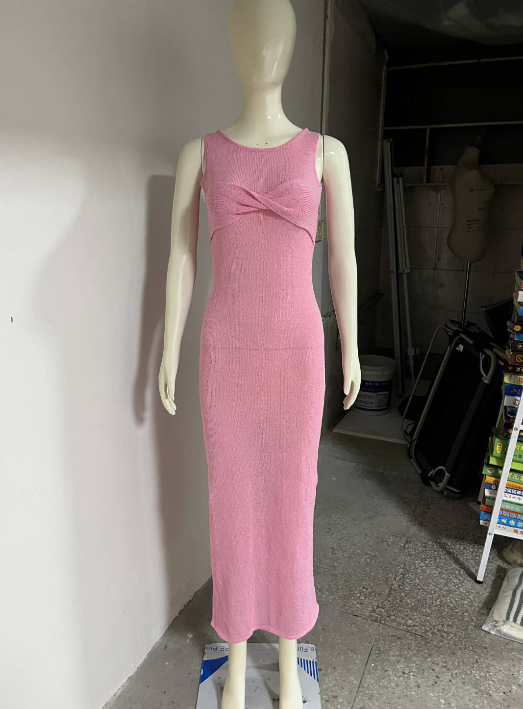 Sleeveless Tight Dress Women round Neck Knitted Solid Color Beach Summer Dress Women Clothing