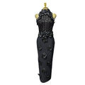 Summer High Grade Sleeveless Sheath Dress Three Dimensional Floral Beaded Slim Slimming Sheath Dress Women