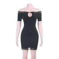 Socialite Sexy off Shoulder Stitching Lace Slim Short Dress