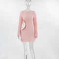 Autumn Hollow Out Cutout out Strap Bell Sleeve Sheath Sexy Sexy High Street Dress for Women