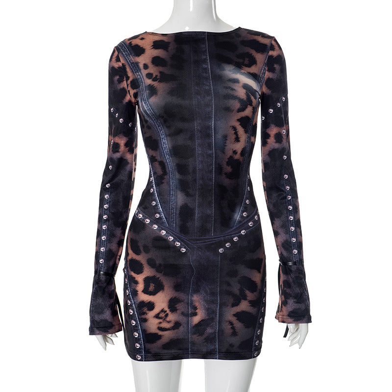 Women Clothing Positioning Printing Slim Fit Long Sleeve Narrow Short