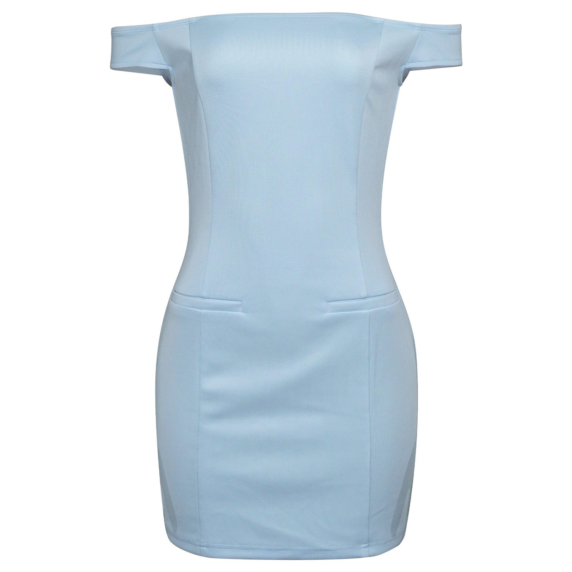 Spring off Shoulder Front Hand Waist Tight Slim Fit Skirt Solid Color Dress Women