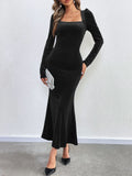 Women Clothing Autumn Winter Sexy Bag Arm Dress Sexy Velvet Dress