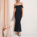 Summer Suspenders off Shoulder Two Way Dress Dignified Goddess Mesh Boning Corset Slim Fit Maxi Dress