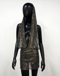 Autumn Winter Rhinestone Pockets Collar Halter Dress Sexy Backless Party Hip Dress