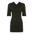 Sexy Cross Collar Solid Color Short Sleeve One Piece Split Dress Simple All Matching Sheath Jumpsuit