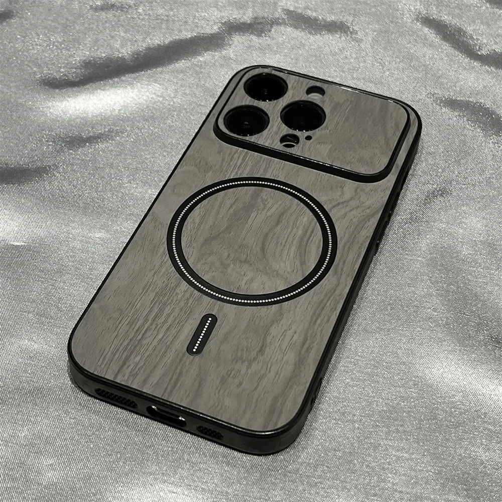 Luxury Wood Grain Magsafe Shockproof iPhone Case
