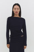 NARAE LONG SLEEVE TOP IN NAVY
