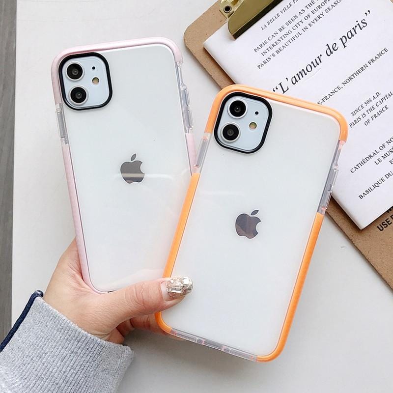 Solid Color Clear Shockproof iPhone Case