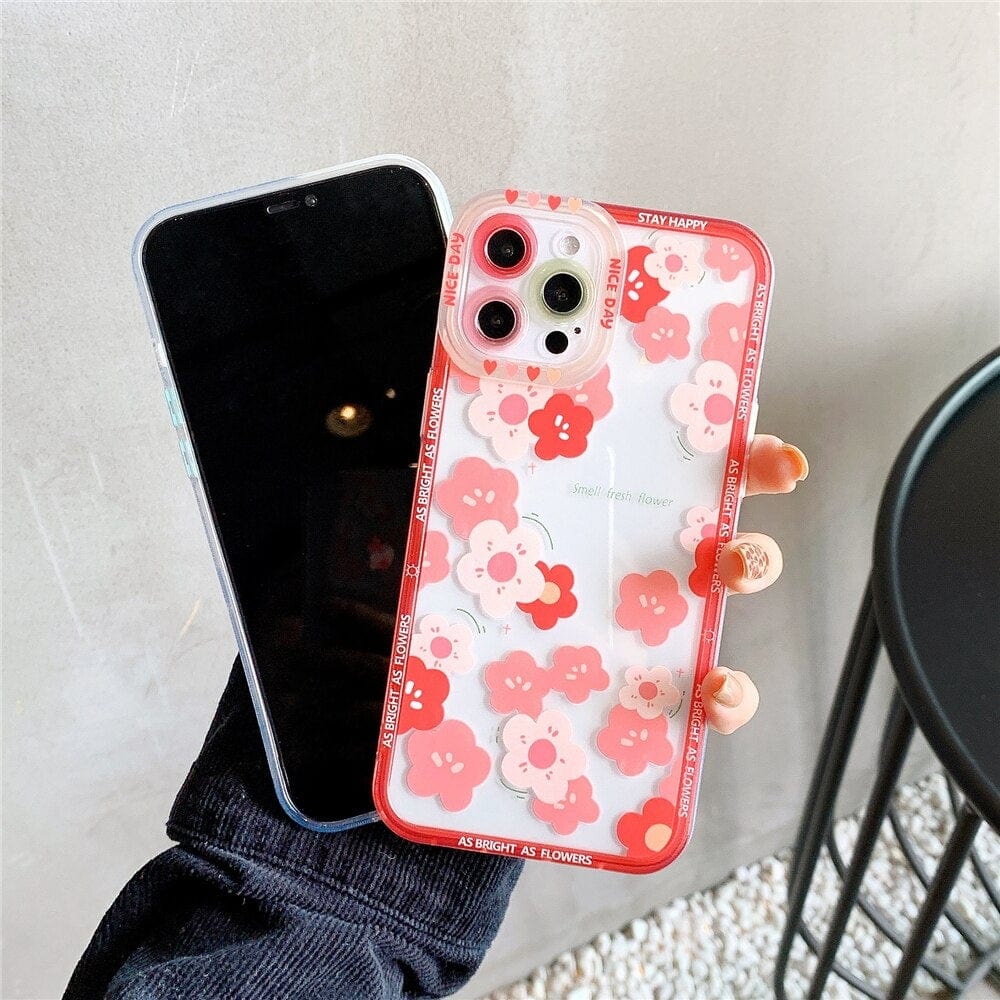 Transparent Fashion Flowers iPhone Case