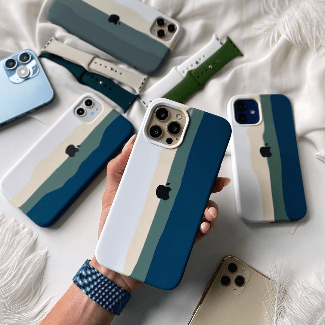 iPhone Silicone Case (Teal Rainbow)